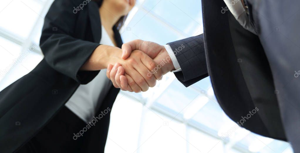 Business partnership meeting concept. Image businessmans handsha