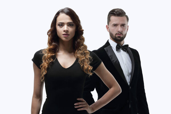 serious young business woman and stylish man