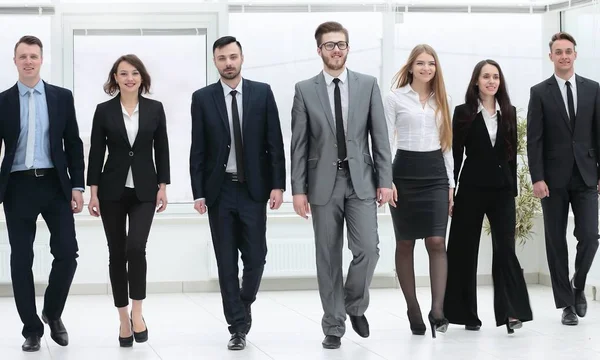 Bottom view. business team walking forward — Stock Photo, Image