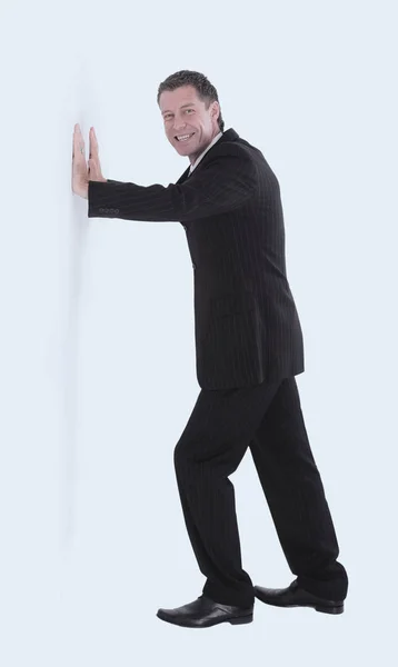 Retrato del hombre de negocios feliz posando con espacio para copiar —  Fotos de Stock