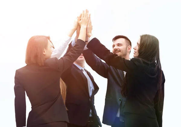 Concetto Successo Team Lavoro Piedi Con Mani Giunte Insieme — Foto Stock