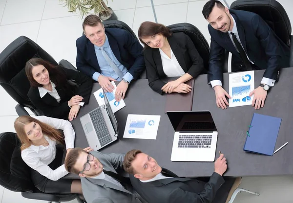 View from the top. business team working with financial charts — Stock Photo, Image