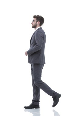 yan görünümü emin işadamı ileri gider.