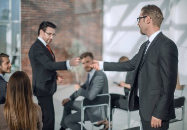 arka görüş. iş seminer dinleyici, hoparlör soran