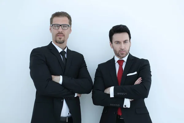 Zwei Geschäftspartner Zusammen Stehen Foto Mit Kopierraum — Stockfoto
