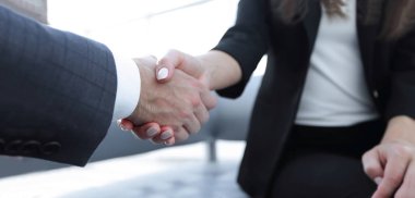 İş adamı ortağıyla anlaşma yapmak için el sıkışıyor.