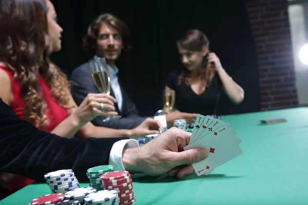 Closeup of poker hand of aces in pastel colors — Stock Photo, Image