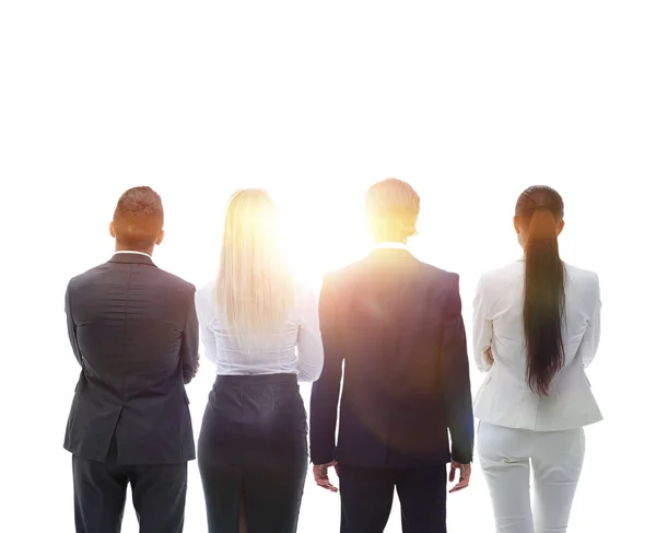 Achteraanzicht groep mensen uit het bedrijfsleven. Achteraanzicht. Geïsoleerd op witte achtergrond. — Stockfoto