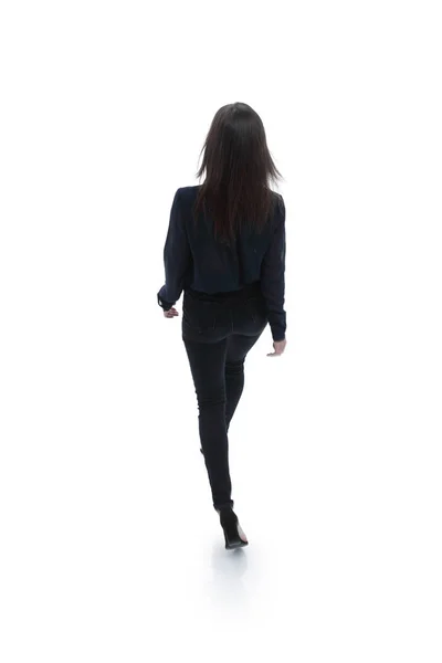 背面図。現代の若いビジネス女性 — ストック写真