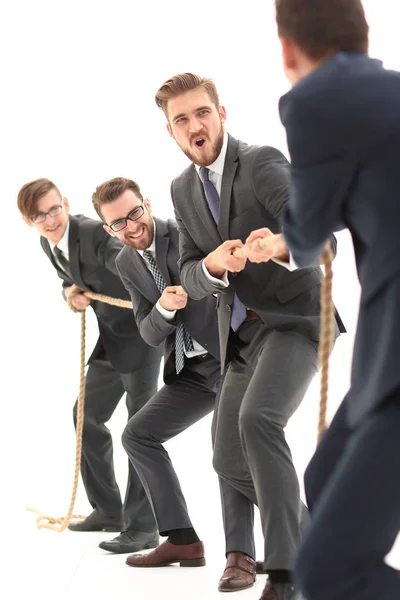 Teambuilding.the tug of war between business teams. — Stock Photo, Image