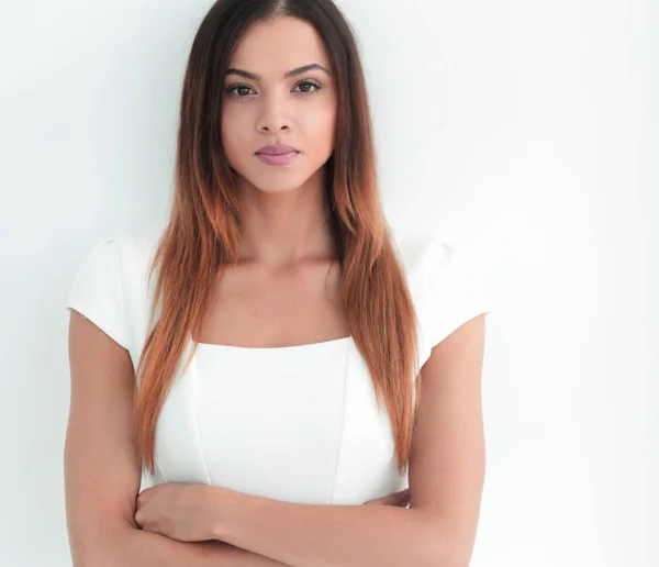 Portrait of successful business woman on white. — Stock Photo, Image