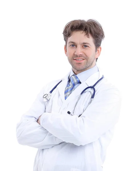 Retrato de médico joven con estetoscopio — Foto de Stock