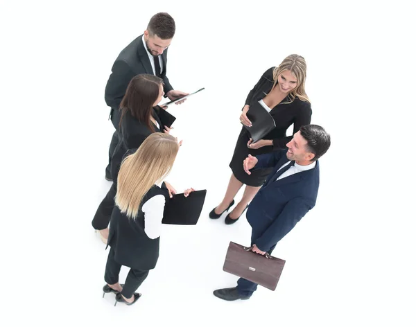 Blick aus dem top.business Team zur Diskussion von Arbeitspapieren. — Stockfoto