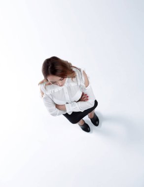 katlanmış silah ile kendine güvenen iş kadını.