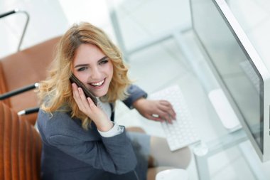 portre. iş kadın Smartphone'da söz