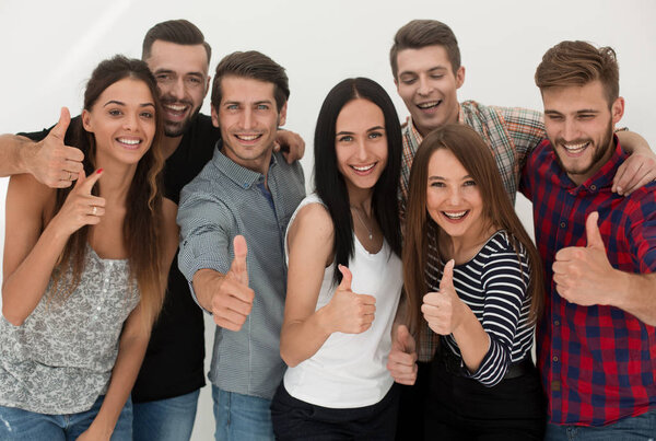 creative business team showing thumb up