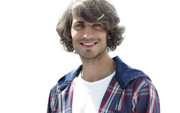 Portrait. stylish guy in a plaid shirt. close-up. — Stock Photo, Image