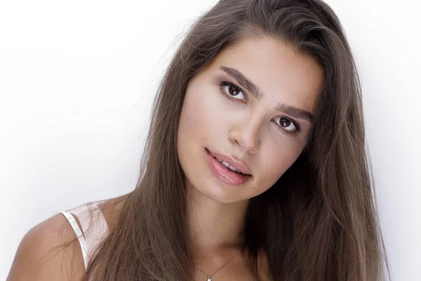 Face of beautiful woman with day makeup. — Stock Photo, Image