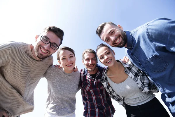 Bottom view.team of friends looking at the camera. — Stock Photo, Image