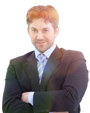 Beyaz arka plan üzerinde izole iş adamı portresi.