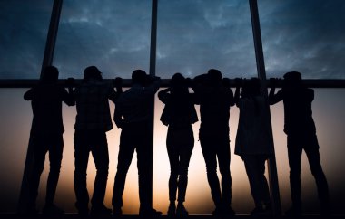 ofis pencere yakın dostu iş takım ayakta