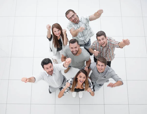 Övre view.a glada team av unga människor — Stockfoto