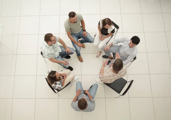 Top view.business team discussing current issues — Stock Photo, Image