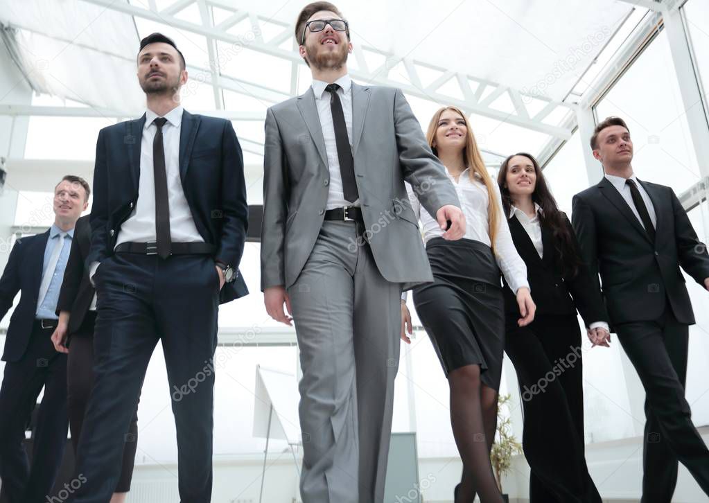 group photo.a leader and a group of business people