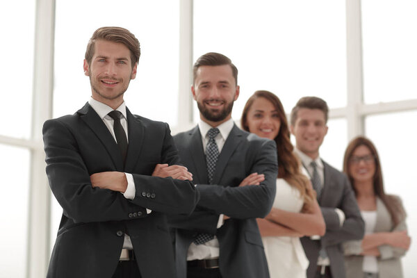 company employees standing together