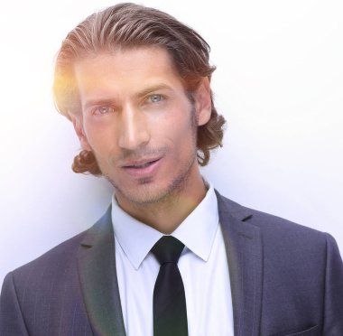 Yakın plan. Kendine güvenen bir iş adamının portresi.