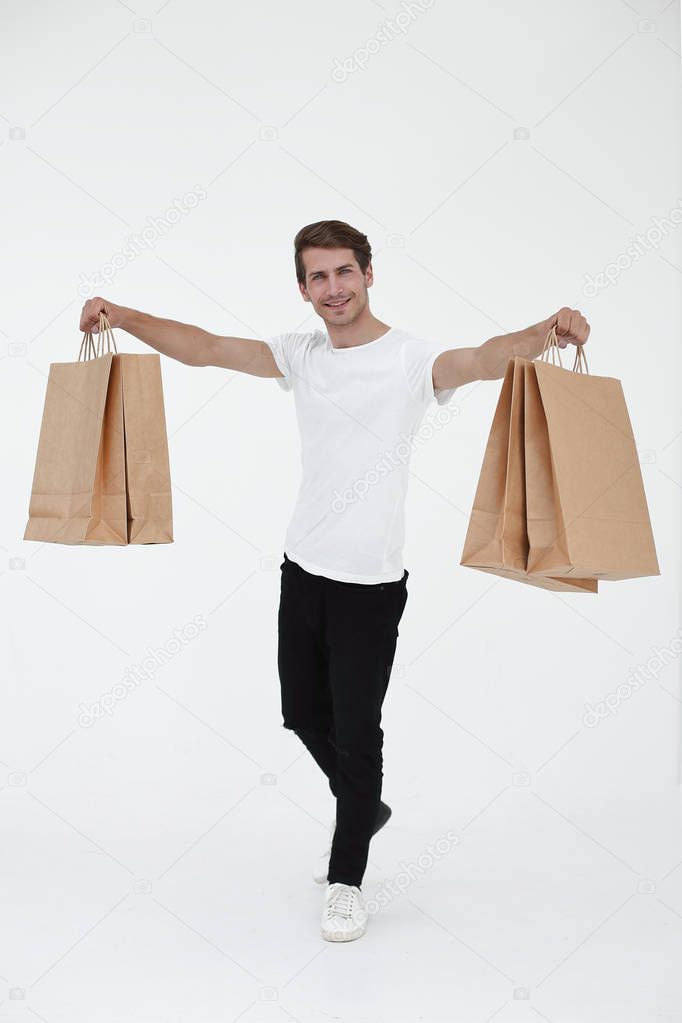 Young Man Enjoying Shopping Trip