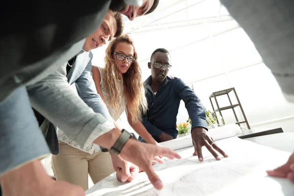 Close up.a group of architects are working on a new project — Stock Photo, Image