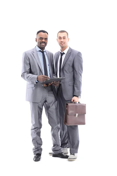 African businessman discussing with colleague — Stock Photo, Image