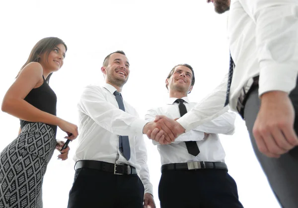 Bottom view.handshake colegas de negócios . — Fotografia de Stock