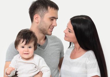 Güzel aile - izole beyaz bir arka plan üzerinde