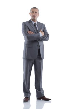 tam büyüme portre. başarılı gülümseyen iş adamı.