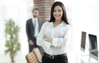 başarılı genç iş kadını portresi.