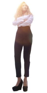 Alt görünümü. Executive iş kadın .isolated bir beyaz