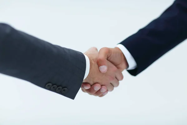 Primo piano di uomini d'affari che si stringono la mano per un accordo — Foto Stock