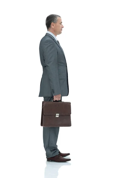 Lado view.confident hombre de negocios con maletín . —  Fotos de Stock