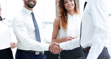 closeup.Welcome ve karşılıklı iş ortakları