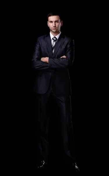 Portrait of confident businessman,isolated on a black — Stock Photo, Image