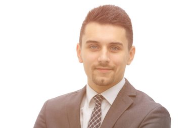 beyaz üzerine emin businessman.isolated portresi