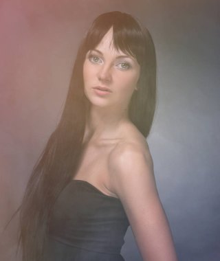 Güzellik kadını ile çok uzun sağlıklı ve parlak yumuşak saçlar için.