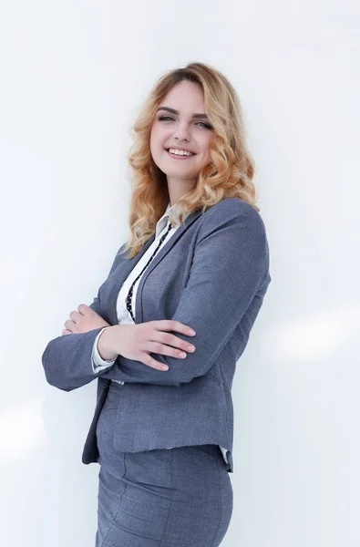 Closeup Exitoso Joven Woman Isolated Sobre Fondo Blanco — Foto de Stock