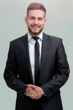 Kameraya bakarak yan view.smiling iş adamı