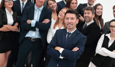önünde bir büyük iş takım lideri ayakta