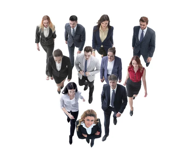 Going business people behind the leader. isolated on white — Stock Photo, Image