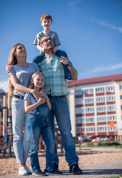 in full growth.happy family with children standing together