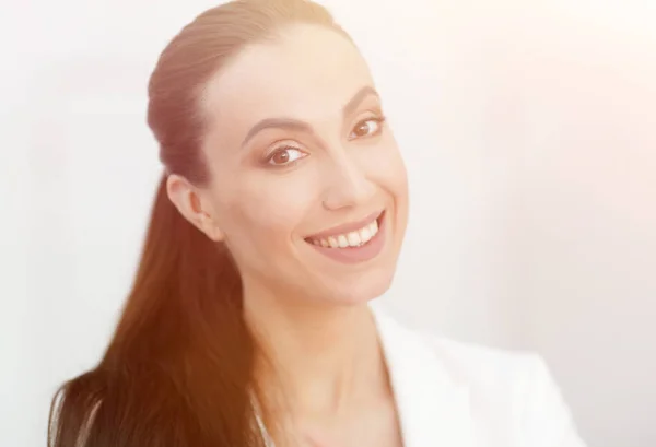 Primer plano retrato de una mujer de negocios soñando — Foto de Stock